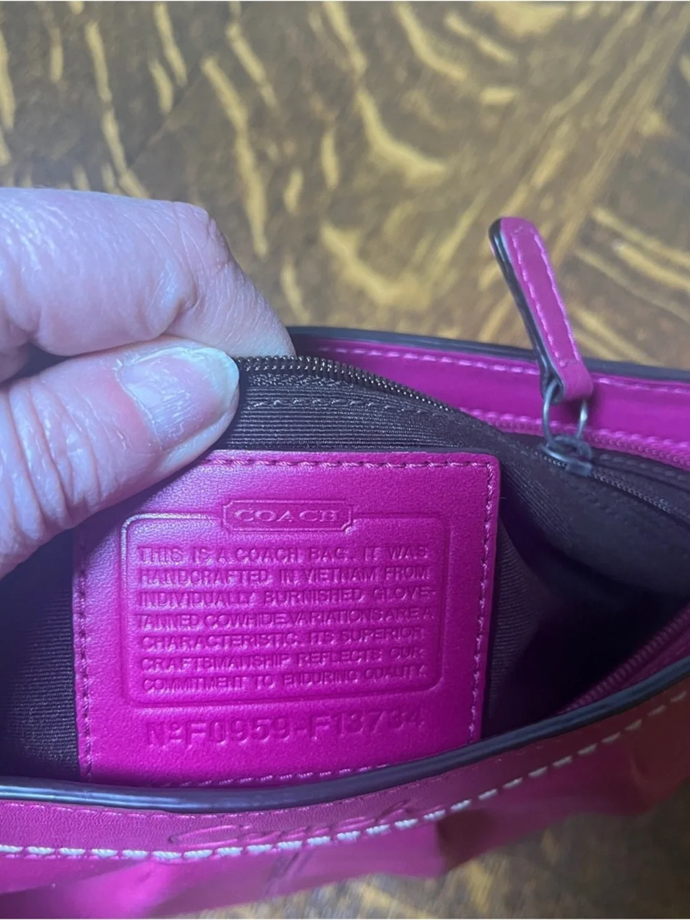 Coach Pleated Hot Pink Leather Large Wristlet Clutch